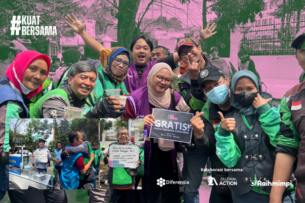 Aksi Keren Komunitas Bandung #Kuatbersama Traktir Ojol yang Bersihkan Lokasi Pasca Aksi, Doa pun Mengalir!